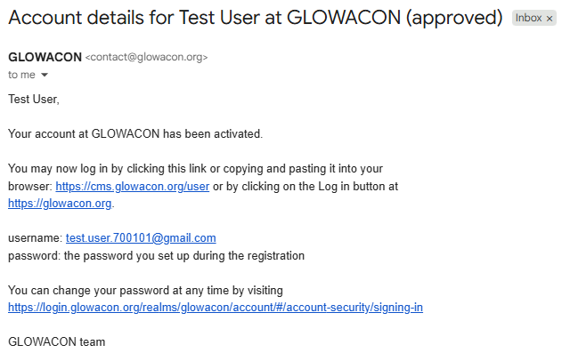 registration approval email